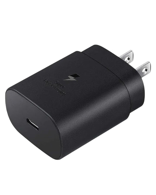 Cargador rápido Accesorios DLS Samsung 25W USB-C de color negro con tecnología de carga super rápida