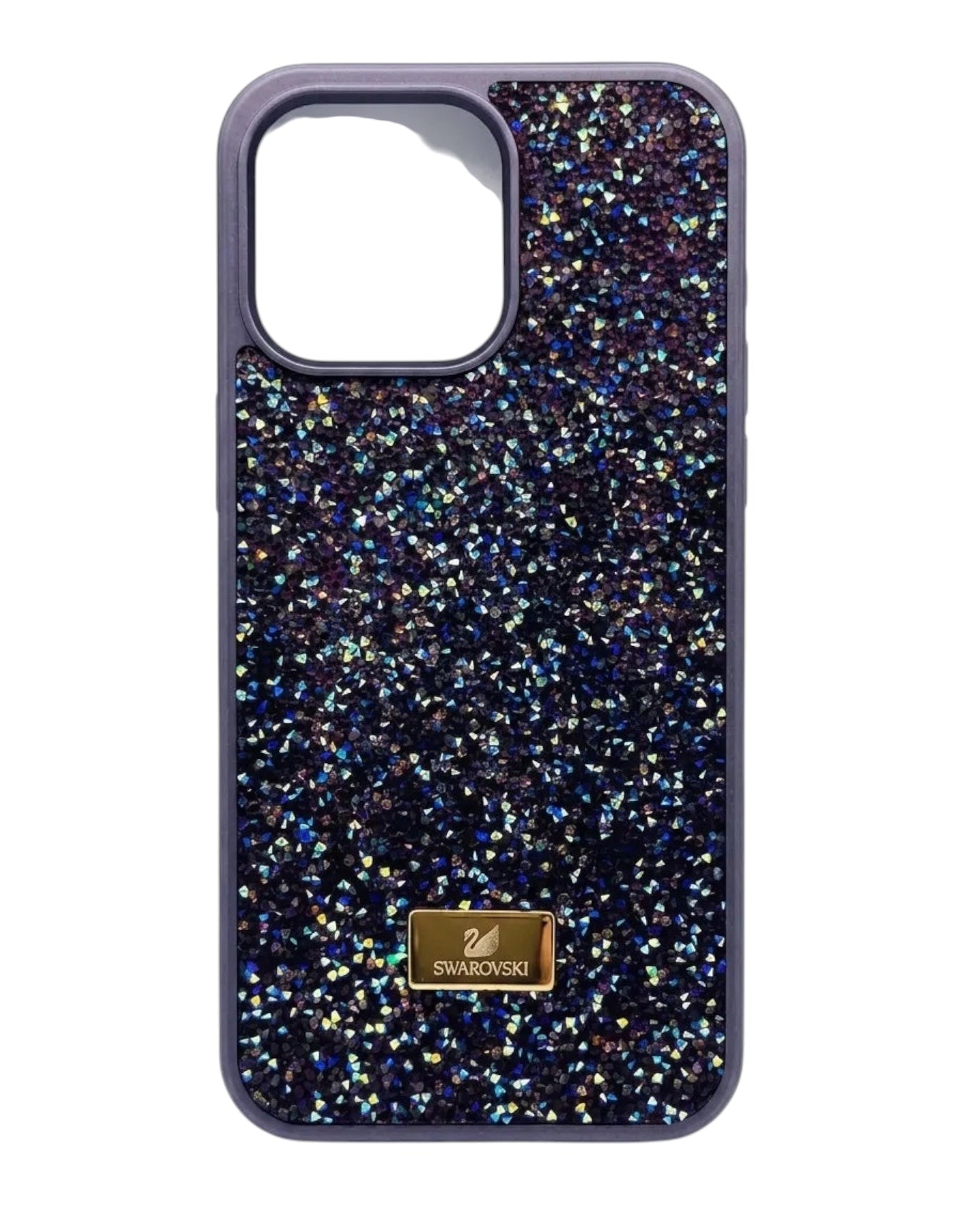 Funda Accesorios DLS para iPhone 13 Pro con cristales estilo Swarovski, color morado multicolor, TPU acrílico rígido.
