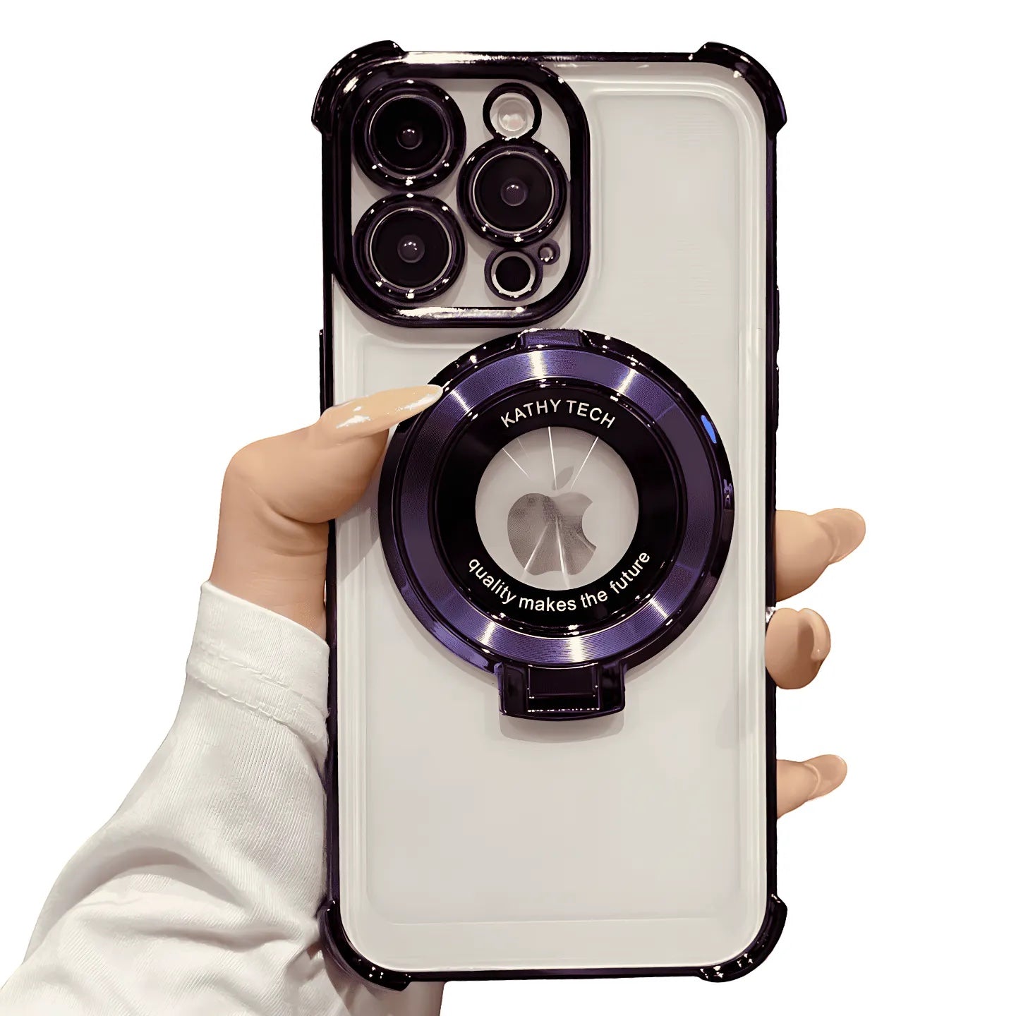 Funda Accesorios DLS para iPhone 14 Pro Max con MagSafe, esquinas reforzadas, protector de cámara y soporte magnético