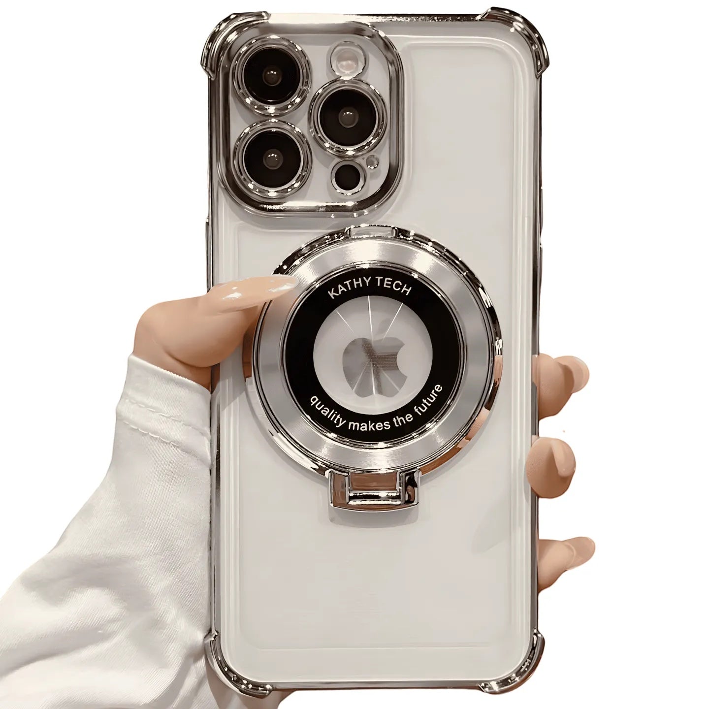 Funda Accesorios DLS transparente para iPhone 16 Pro Max con esquinas reforzadas, protector de cámara y anillo MagSafe